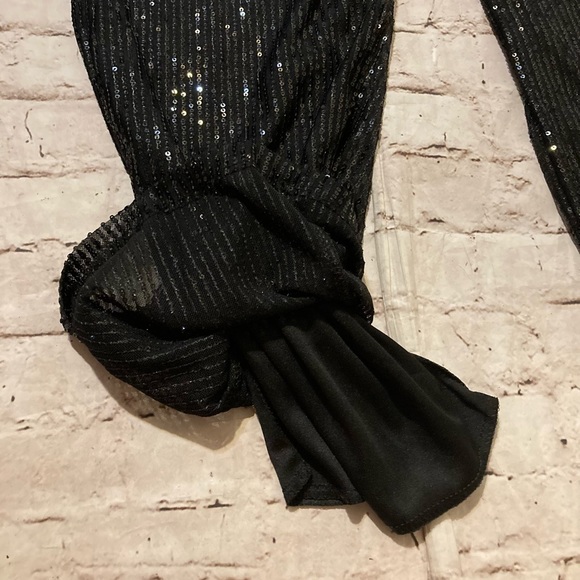 NWT DOSE black sparkly sequin party flair pants size S. - Picture 5 of 10